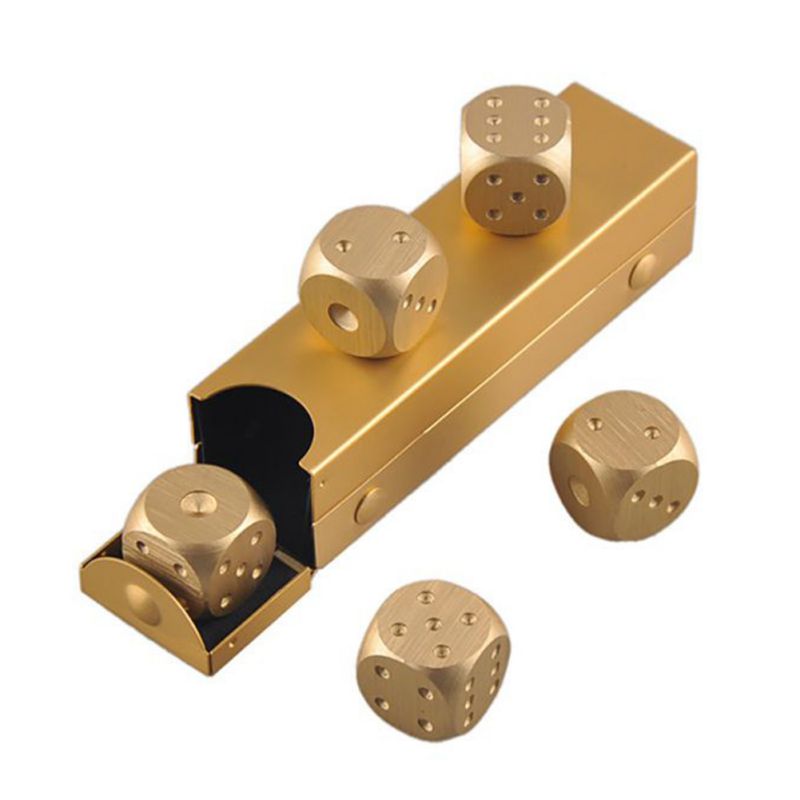 5-Piece Aluminium Alloy Dice Set With Storage Box - Metal Dice For Poker, Monopoly & Board Games