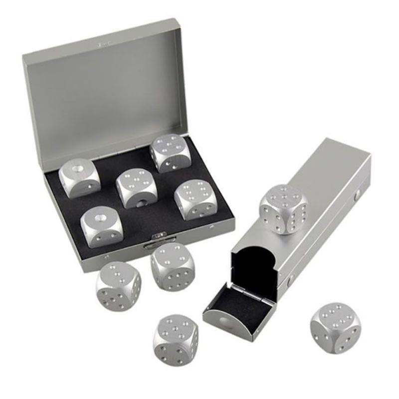 5pcs Aluminum Alloy Metal Dices Set Whisky Dice Stones Ice Cubes Bucket Reusable Keep Wine Chilling Poker Party Dice Accessories acacuss