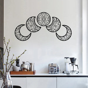5pcs Black Moon Decoration Wall Hanging 3D Moon Phase Spiritual Bedroom Wall Decor Nordic Bohemian Style Christmas Home Decor acacuss