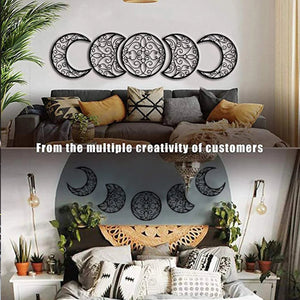 5pcs Black Moon Decoration Wall Hanging 3D Moon Phase Spiritual Bedroom Wall Decor Nordic Bohemian Style Christmas Home Decor acacuss