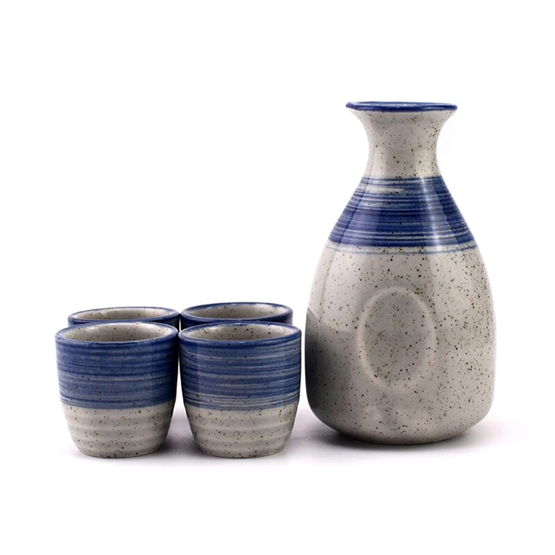 5pcs/set Ceramics Sake Cup Jug Japan One Pot of Four Cups Wineglass Set Winebowl Small Ceramic Wine Glass acacuss