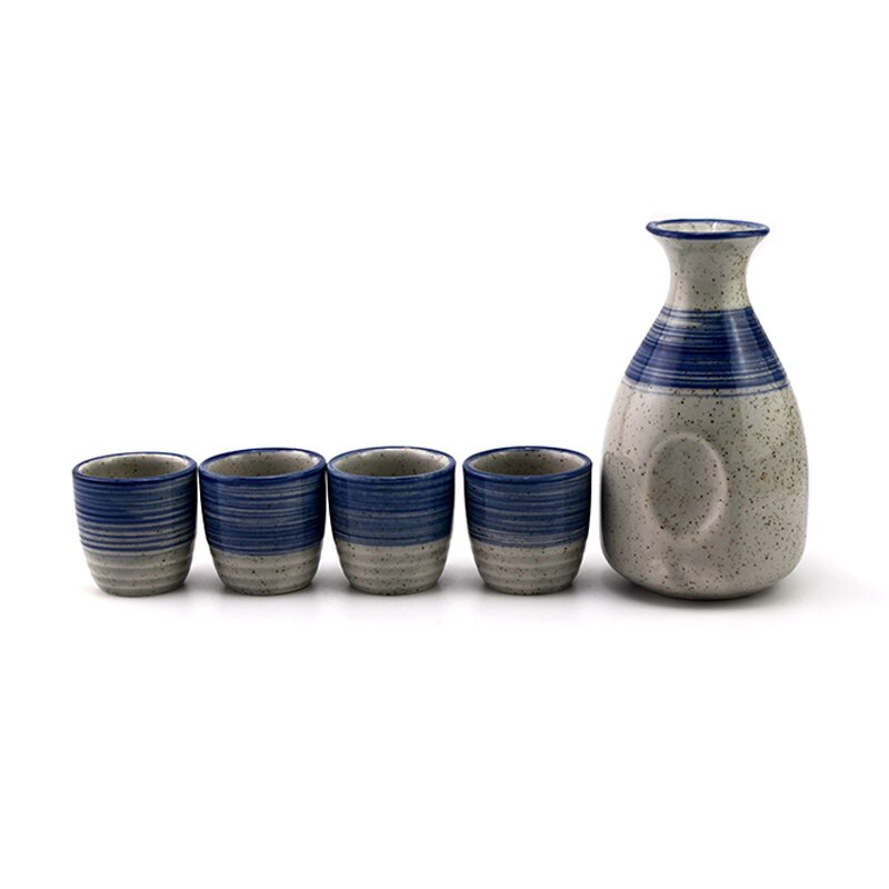 5pcs/set Ceramics Sake Cup Jug Japan One Pot of Four Cups Wineglass Set Winebowl Small Ceramic Wine Glass acacuss