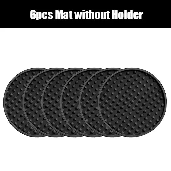 6/7 Pcs Silicone Drink Coasters with Holder Heat Resistant Cup Dish Drying Mat Tabletop Protection Non-Slip Coasters for Drinks acacuss