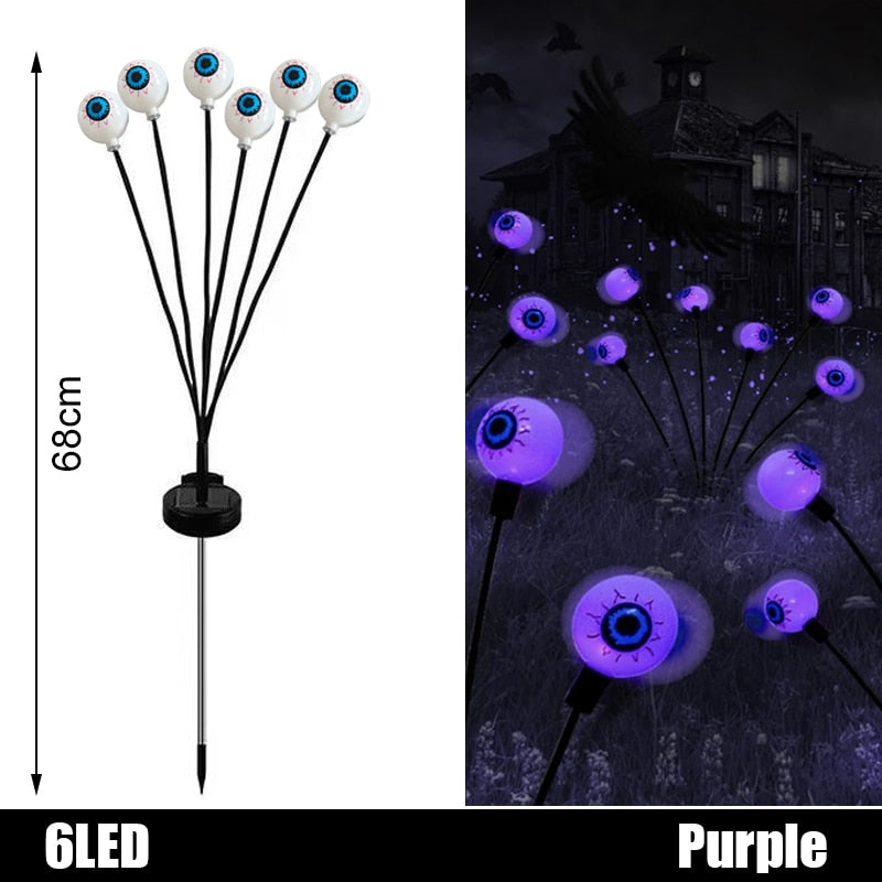 6 Lights Halloween eyeball lights Solar Garden Lawn Light Outdoor Swaying Light For Courtyard Pathway Halloween Decoration 2023 acacuss