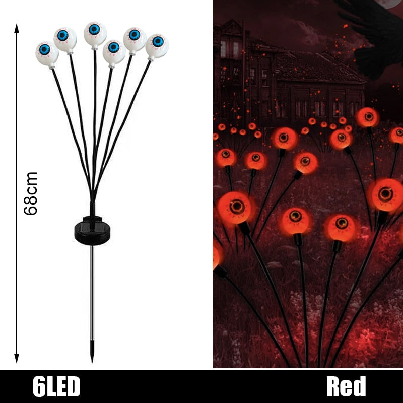 6 Lights Halloween eyeball lights Solar Garden Lawn Light Outdoor Swaying Light For Courtyard Pathway Halloween Decoration 2023 acacuss