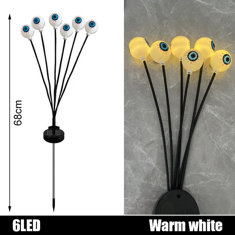 6 Lights Halloween eyeball lights Solar Garden Lawn Light Outdoor Swaying Light For Courtyard Pathway Halloween Decoration 2023 acacuss