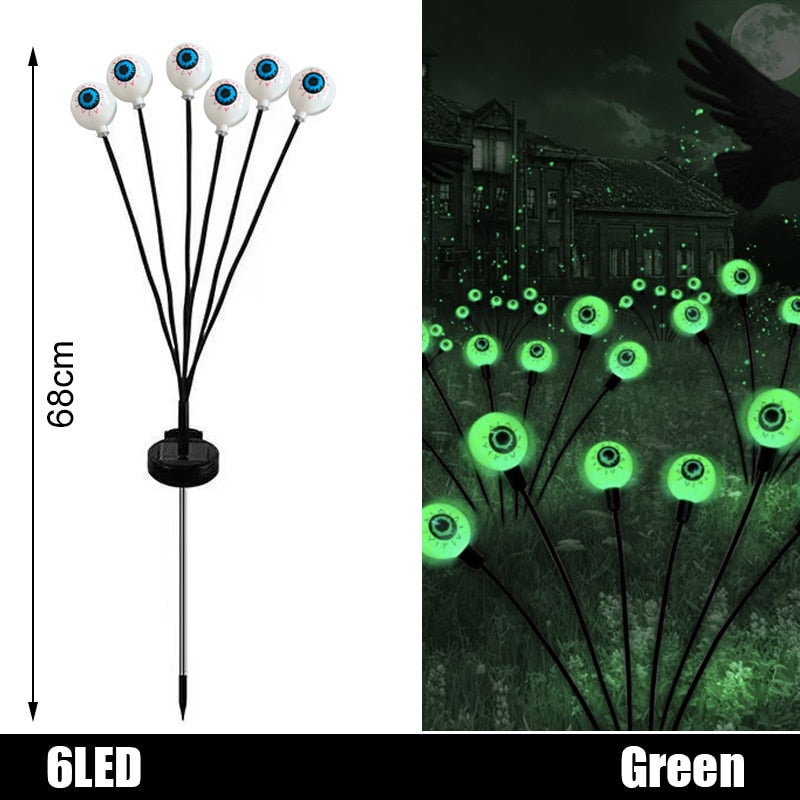 6 Lights Halloween eyeball lights Solar Garden Lawn Light Outdoor Swaying Light For Courtyard Pathway Halloween Decoration 2023 acacuss