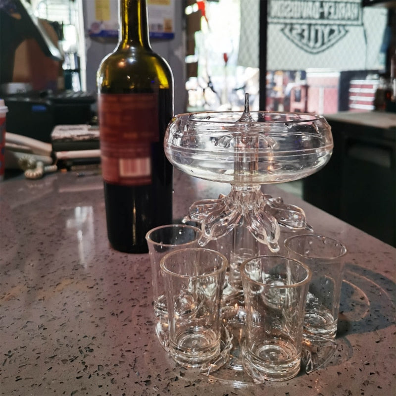 6 Shot Acrylic Dispenserand Holder Wine Whisky Beer Water Dispenser Bracket Drinking Game Tool Family Gathering Bar Wine Set acacuss