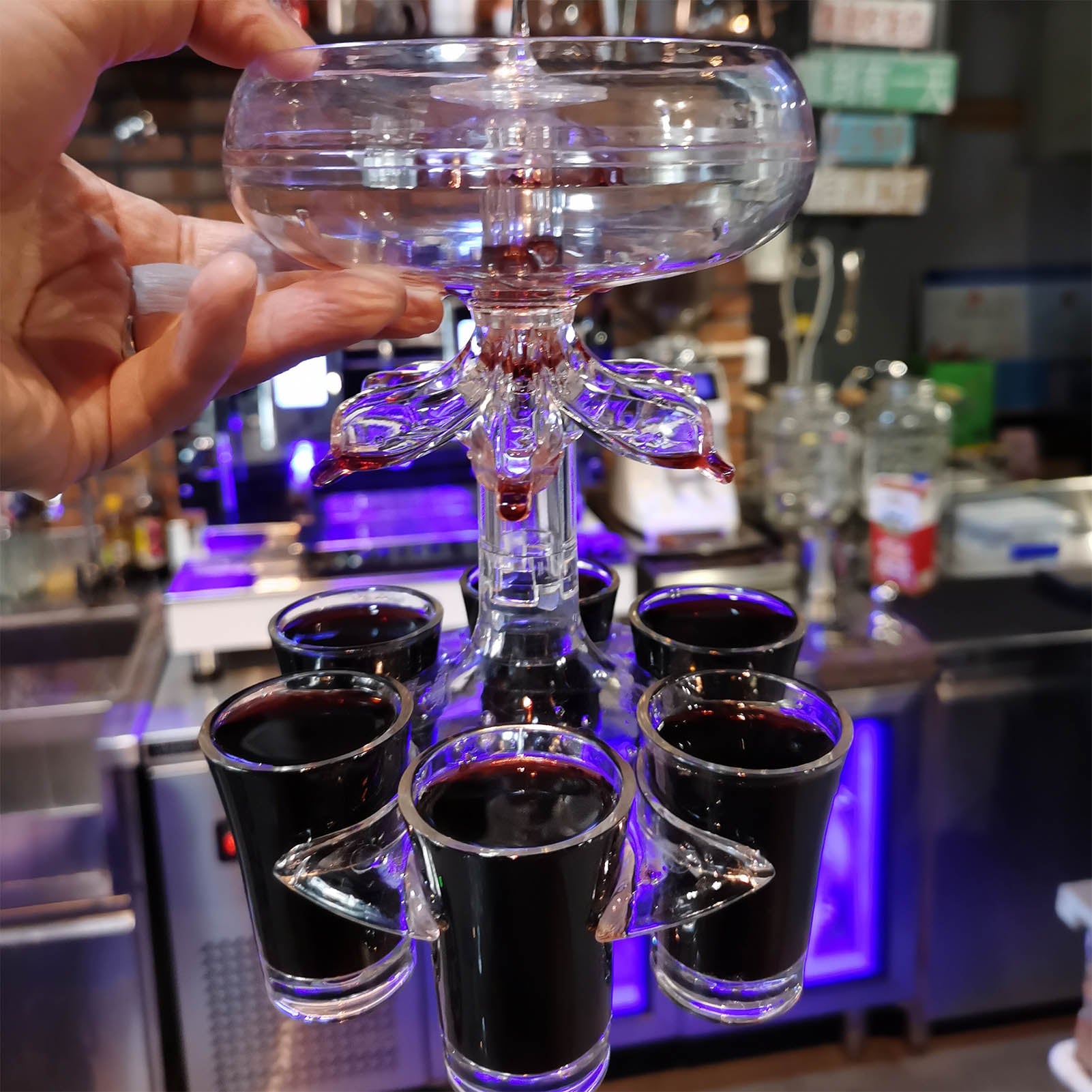 6 Shot Acrylic Dispenserand Holder Wine Whisky Beer Water Dispenser Bracket Drinking Game Tool Family Gathering Bar Wine Set acacuss