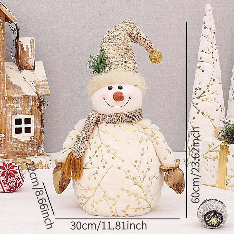 60/26cm Big Size Christmas Dolls Decoration Short Plush Printe Santa Claus Snowman Doll for Christmas Tree Ornaments Figurine acacuss