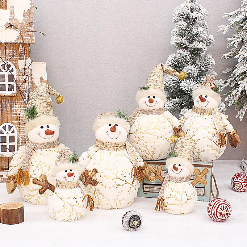 60/26cm Big Size Christmas Dolls Decoration Short Plush Printe Santa Claus Snowman Doll for Christmas Tree Ornaments Figurine acacuss