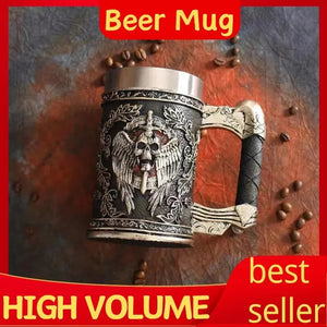 600MLMedieval Angel of Death, Personalized Creative Mug, Arge Capacity 304 Stainless Steel High Color Value Bar Resin Beer Glass acacuss