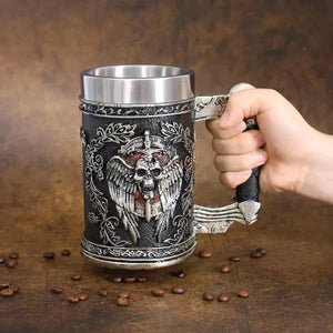 600MLMedieval Angel of Death, Personalized Creative Mug, Arge Capacity 304 Stainless Steel High Color Value Bar Resin Beer Glass acacuss