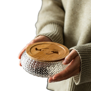600ml Japanese Woven Hammer Glass Pot Bearing Cup Wash Hollow Carved Dry Bubble Plate Household Tea Slag Bucket Built Jianshui acacuss