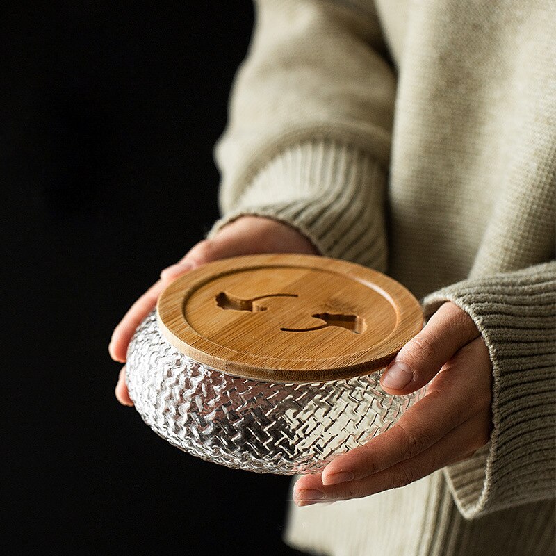 600ml Japanese Woven Hammer Glass Pot Bearing Cup Wash Hollow Carved Dry Bubble Plate Household Tea Slag Bucket Built Jianshui acacuss