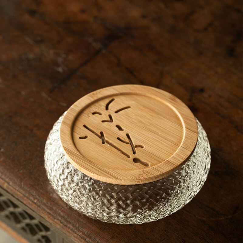 600ml Japanese Woven Hammer Glass Pot Bearing Cup Wash Hollow Carved Dry Bubble Plate Household Tea Slag Bucket Built Jianshui acacuss