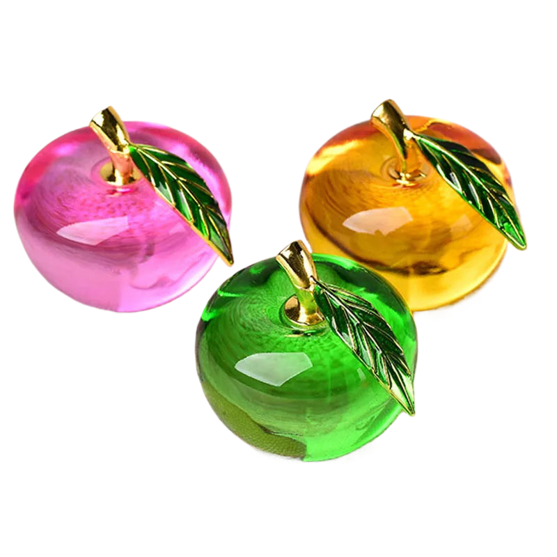 Apple Ornaments Coloured Glaze Decoration Glass Home Decoration Crystal Quartz Purple Red Pink Yellow Lucency Gift Souvenir acacuss