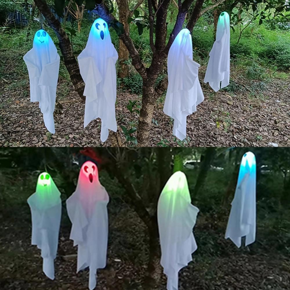 65*60cm Halloween Ghost Hanging Decorations Halloween Hanging Light Up White Flying Ghosts Tree Window Wall Scary Ornament acacuss