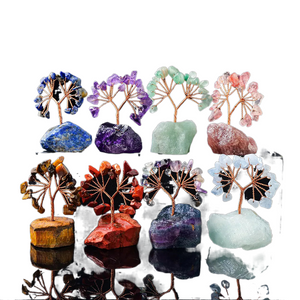 1PC Natural Gemstone Crystal Lucky Tree With Raw Stone Base Home Office Desk Living Room Crystal Decor Mini Sized acacuss