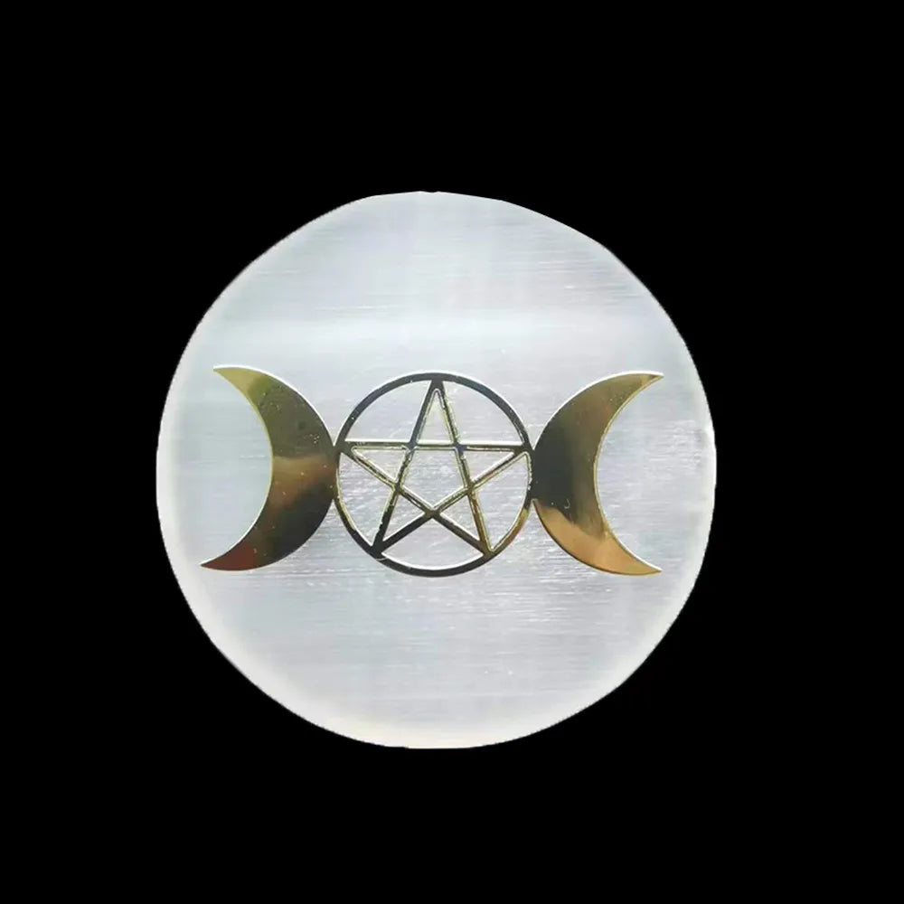 6CM Natural Crystal Selenite Slice Slab White Gypsum 7 Chakras Flower of Life Charging Plate Yoga Meditation Fengshui Healing acacuss