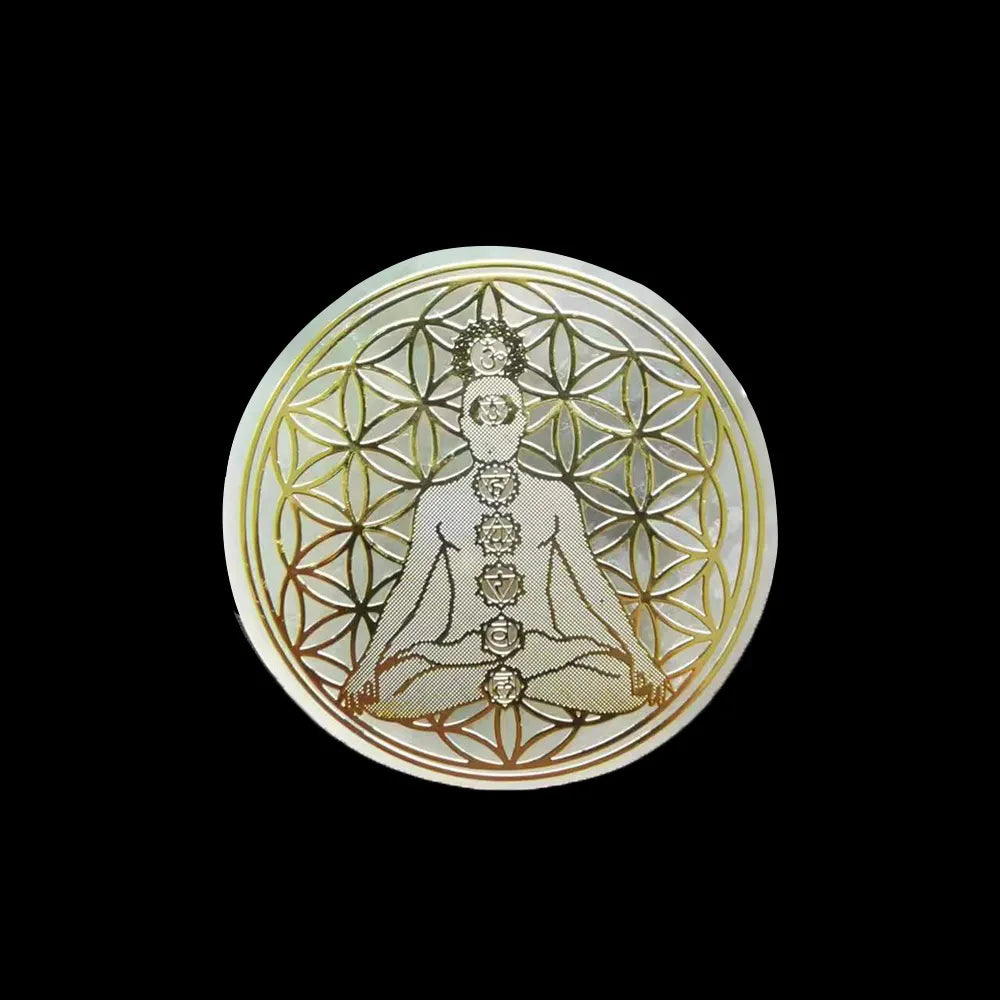 6CM Natural Crystal Selenite Slice Slab White Gypsum 7 Chakras Flower of Life Charging Plate Yoga Meditation Fengshui Healing acacuss