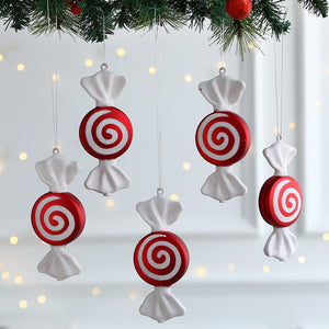 6Pcs Christmas Hanging Candy Balls Red White Candy Pendant Home Party Christmas Tree Decorations Navidad Winter New Year 2023 acacuss