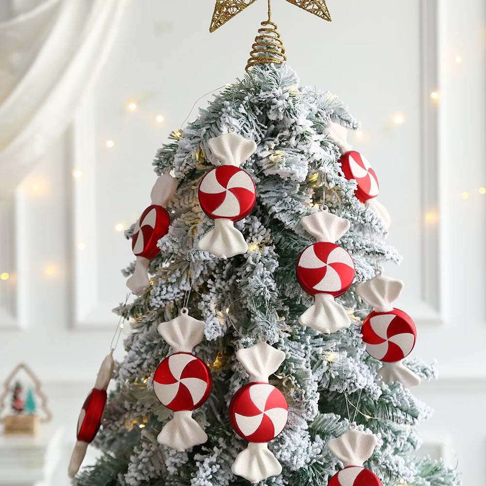 6Pcs Christmas Hanging Candy Balls Red White Candy Pendant Home Party Christmas Tree Decorations Navidad Winter New Year 2023 acacuss
