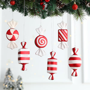 6Pcs Christmas Hanging Candy Balls Red White Candy Pendant Home Party Christmas Tree Decorations Navidad Winter New Year 2023 acacuss