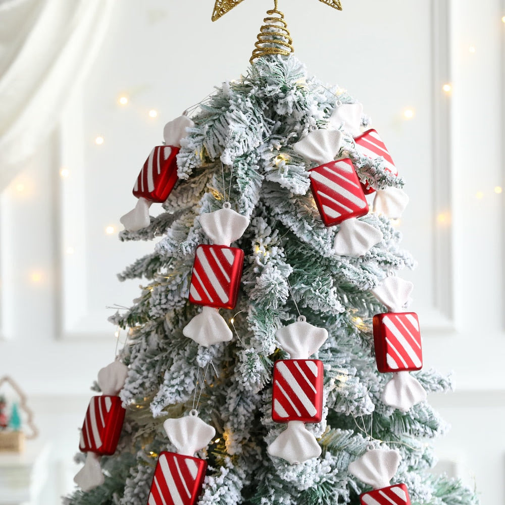 6Pcs Christmas Hanging Candy Balls Red White Candy Pendant Home Party Christmas Tree Decorations Navidad Winter New Year 2023 acacuss