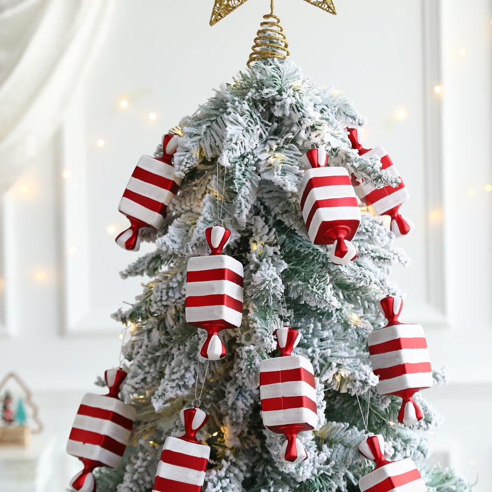 6Pcs Christmas Hanging Candy Balls Red White Candy Pendant Home Party Christmas Tree Decorations Navidad Winter New Year 2023 acacuss
