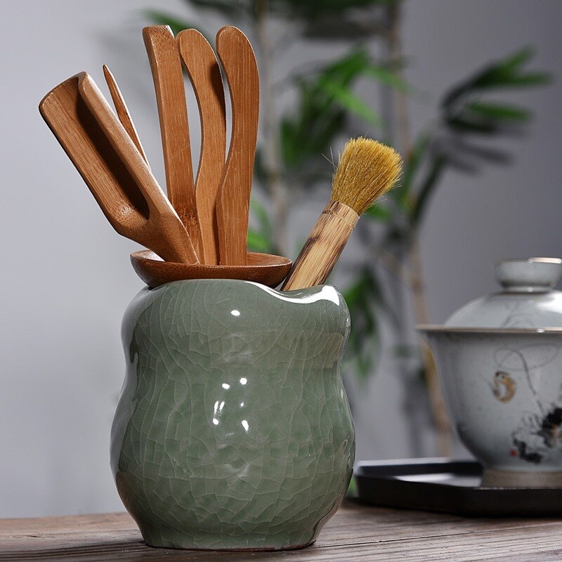 6Pcs/set Handmade Tea Ceremony Utensils Set Bamboo acacuss