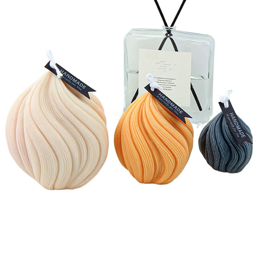 3D Onion Shape Geometry Candles Silicone Molds Carved Wavy Candle Irregular Stripes DIY Spiral Twist Soap Moulds Home Art Decor acacuss