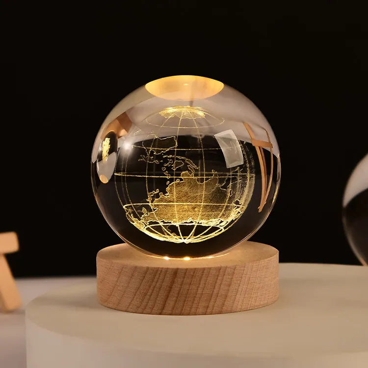 6cm 3D Crystal ball Crystal Planet Night Light Laser Engraved Solar System Globe Astronomy Birthday Gift Home Desktop Decoration acacuss