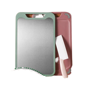 1pc Cutting Board Two Sides Of Stainless Steel and Plastic Dual-purpose Multifunctional Cut Vegetables and Meat Chopping Board acacuss