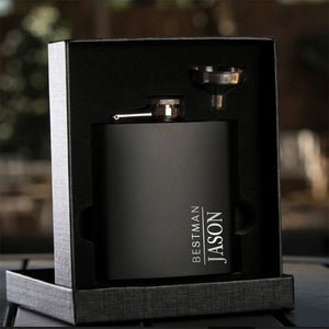 6oz Pocket Hip Flask Set for Whisky Portable Whiskey Alcohol Bottle Groomsmen or Bridesmaid Wed Gift Stainless Steel Custom Name acacuss