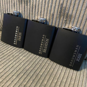 6oz Pocket Hip Flask Set for Whisky Portable Whiskey Alcohol Bottle Groomsmen or Bridesmaid Wed Gift Stainless Steel Custom Name acacuss