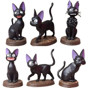6pcs/set Cartoon Black Cat Jiji Gigi Figure PVC Action Toy Doll Model Set Black Cat Hayao Miyazaki Figure Toy kids birthday gift acacuss