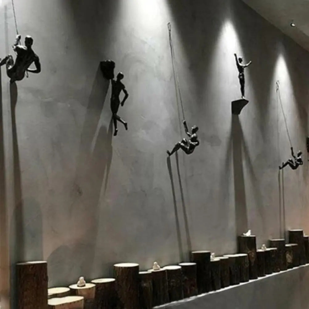 6pcs/set Industrial Style Climbing Man Resin Wall Hanging Decoration Sculpture Figures Creative Retro Present Statue Decor acacuss