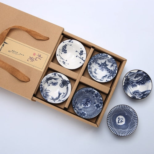 6piece/lot Vintage Wine Tea cups Set 80ml Blue and White Retro Teaware Drinkware Chinese Teaware Gift acacuss