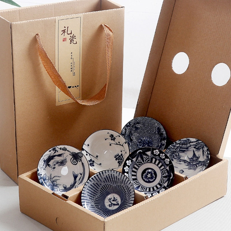 6piece/lot Vintage Wine Tea cups Set 80ml Blue and White Retro Teaware Drinkware Chinese Teaware Gift acacuss