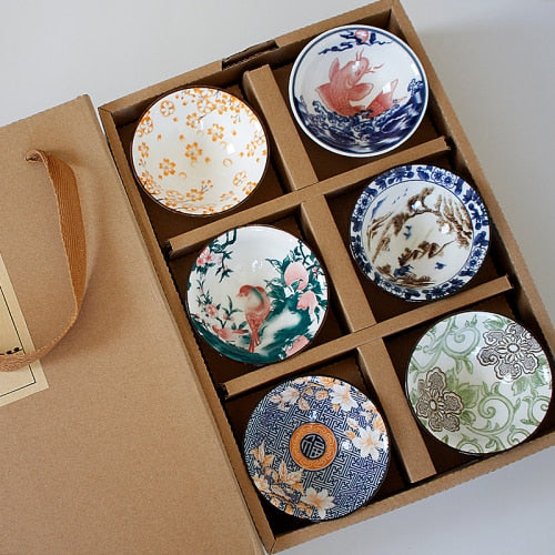 6piece/lot Vintage Wine Tea cups Set 80ml Blue and White Retro Teaware Drinkware Chinese Teaware Gift acacuss