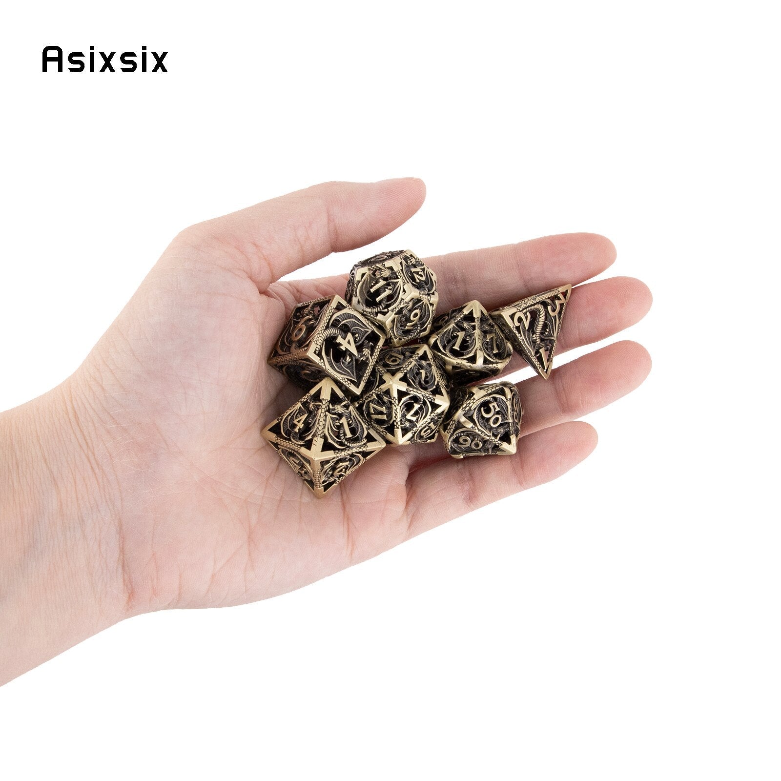 7 Pcs Golden Black Dragon Metal Dice Hollow Metal Polyhedral Dice Set Suitable for Role-Playing RPG  Board Game Card Game acacuss