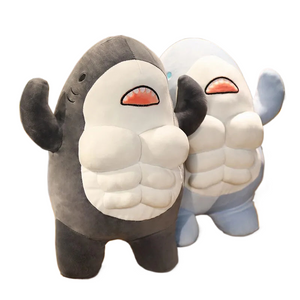 40CM Muscle Shark Plush Doll Cute Worked Out Shark Stuffed Cartoon Toys Strong Animal Pillow For Girl Boyfriend Gifts acacuss