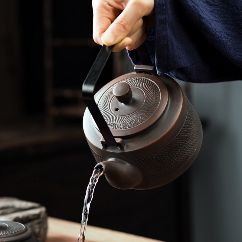 750ML Purple Pottery Teapot Tea Maker Single Pot Large Size Pure Manual  Ceramic Large-capacity Teapot Lifting Beam Pot acacuss