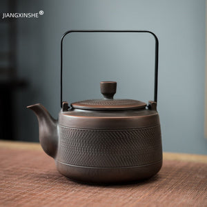 750ML Purple Pottery Teapot Tea Maker Single Pot Large Size Pure Manual  Ceramic Large-capacity Teapot Lifting Beam Pot acacuss