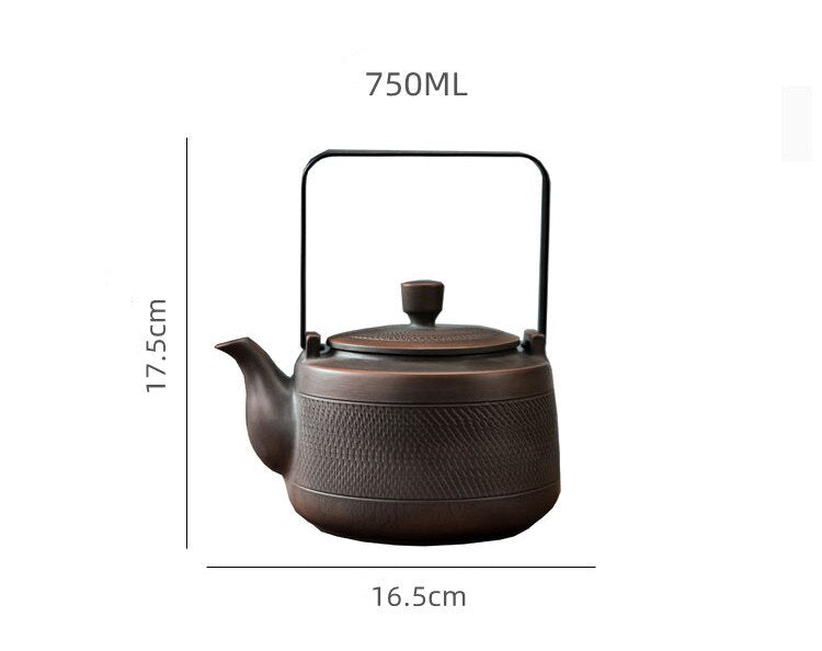 750ML Purple Pottery Teapot Tea Maker Single Pot Large Size Pure Manual  Ceramic Large-capacity Teapot Lifting Beam Pot acacuss