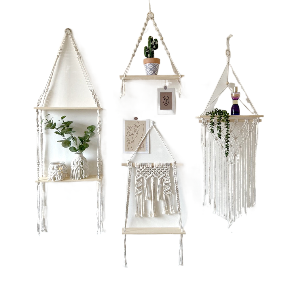 Bohemian Wall Decoration Shelf Hand-woven Tapestry Storage Rack Home Living Room Decoration acacuss