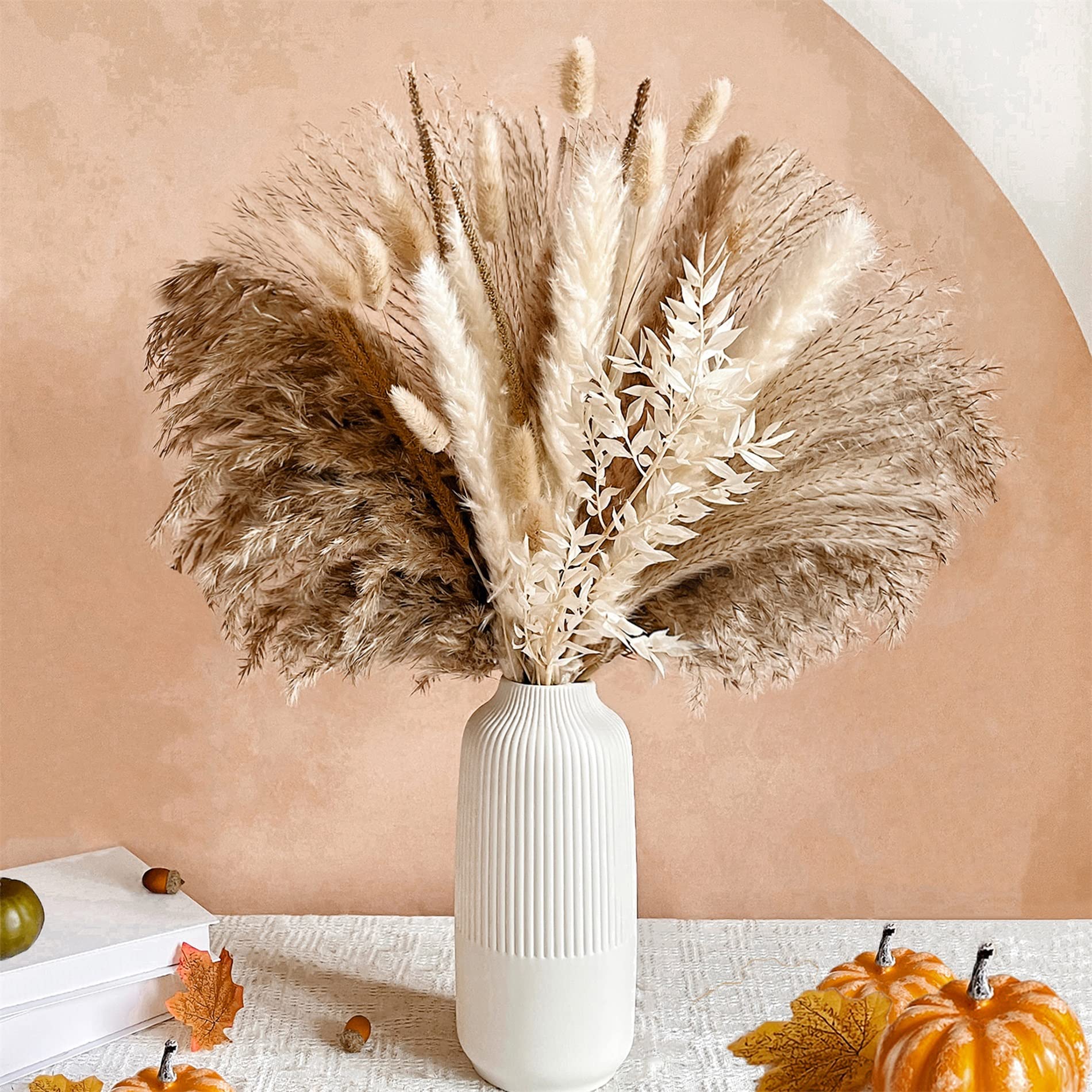 75Pcs Dried Flower Natural Pampas Grass Bouquet Bohemian Chic Decoration Real Rabbit Tail Reed For Wedding Accessories Decor acacuss
