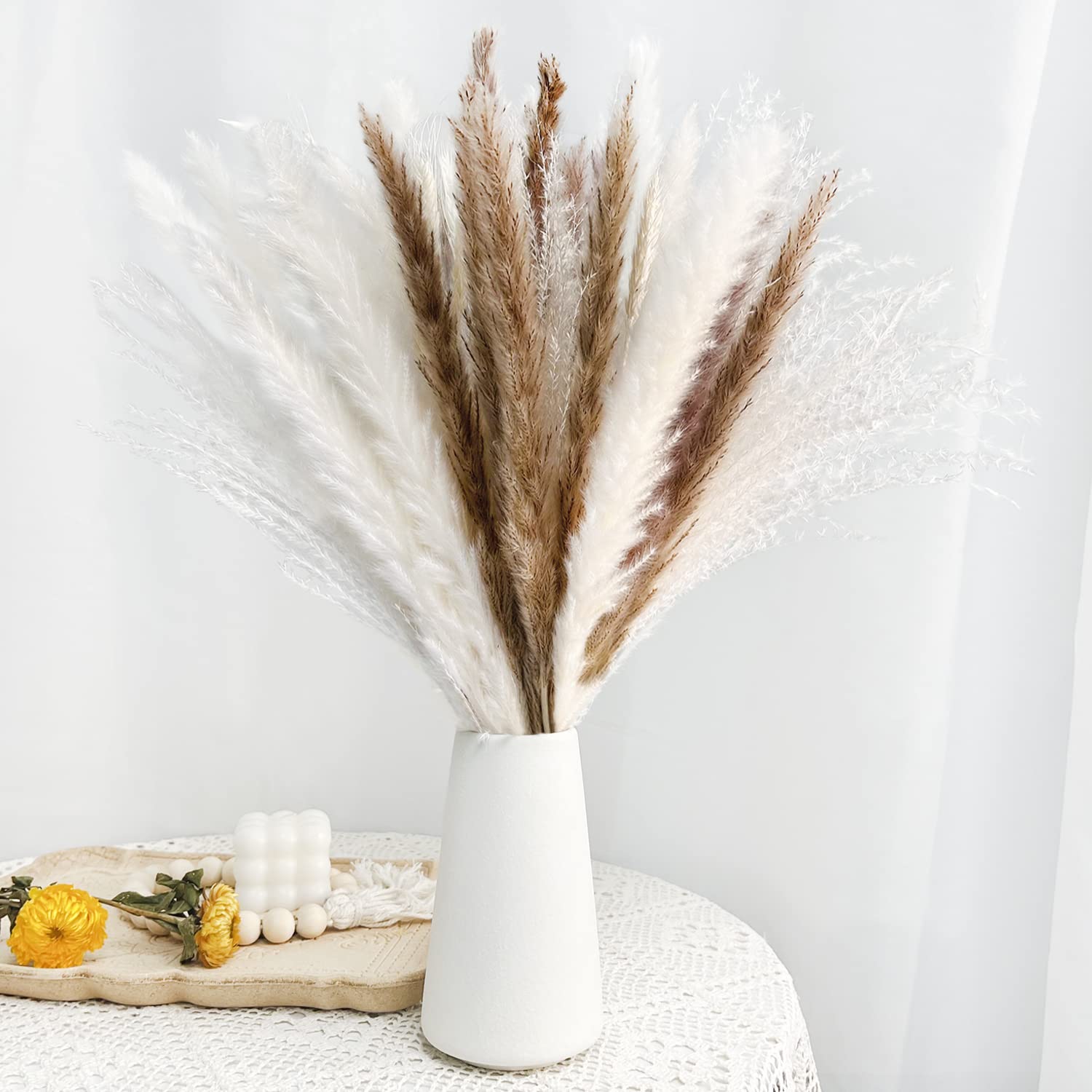 75Pcs Dried Flower Natural Pampas Grass Bouquet Bohemian Chic Decoration Real Rabbit Tail Reed For Wedding Accessories Decor acacuss