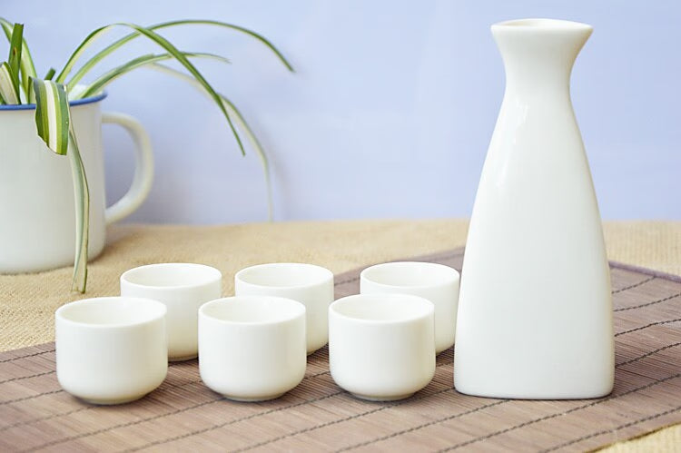 7Pcs Ceramics Japanese Sake Pot Cups Set Home Kitchen Flagon Liquor Cup Drinkware Spirits Hip Flasks Sake White Wine Pot Gifts acacuss
